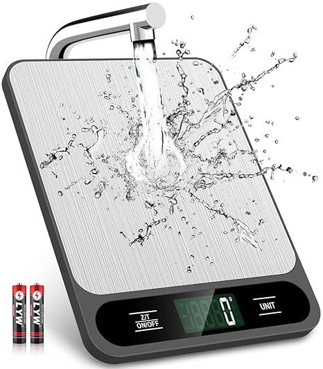 Mik-Nana Food Scale,10kg/22lb Digital Kitchen ScaleWeight Grams and Ounces forBaking Cooking Coffee PackagePostage, 6 Units with TareFunction, LCD Display, EasyClean Stainless Steel